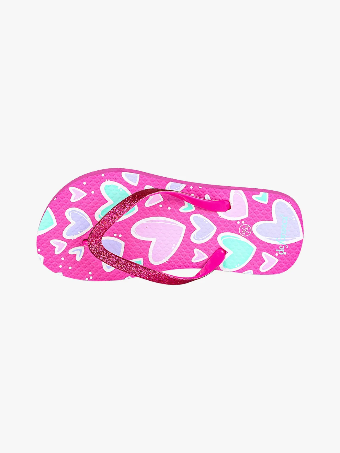 De Fonseca Infradito mare da bambina in gomma con glitter e cuori - fucsia