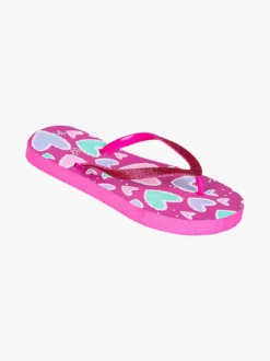 De Fonseca Infradito mare da bambina in gomma con glitter e cuori - fucsia