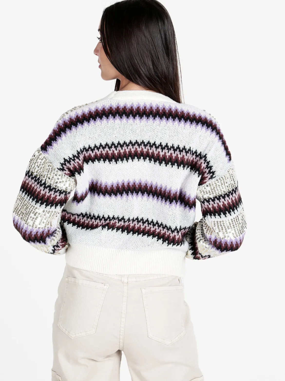 De Royale Cardigan donna crop con paillettes