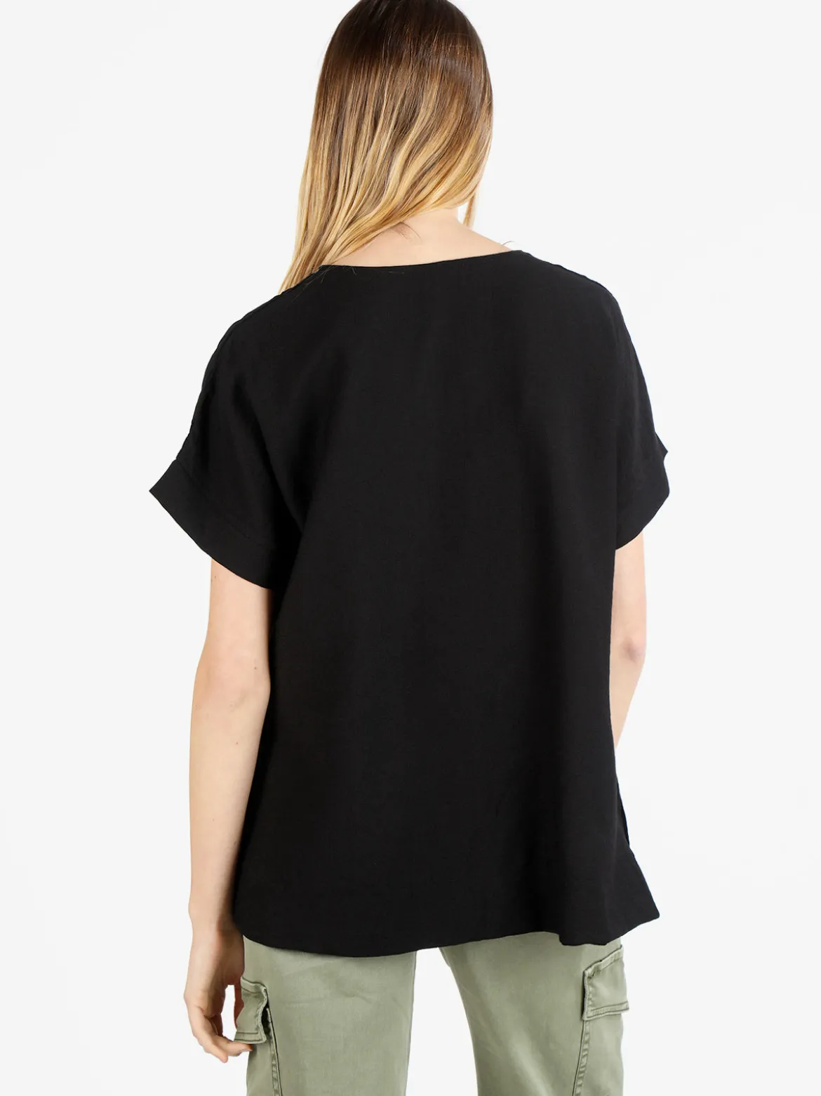 Deva Moda Maxi blusa da donna a maniche corte