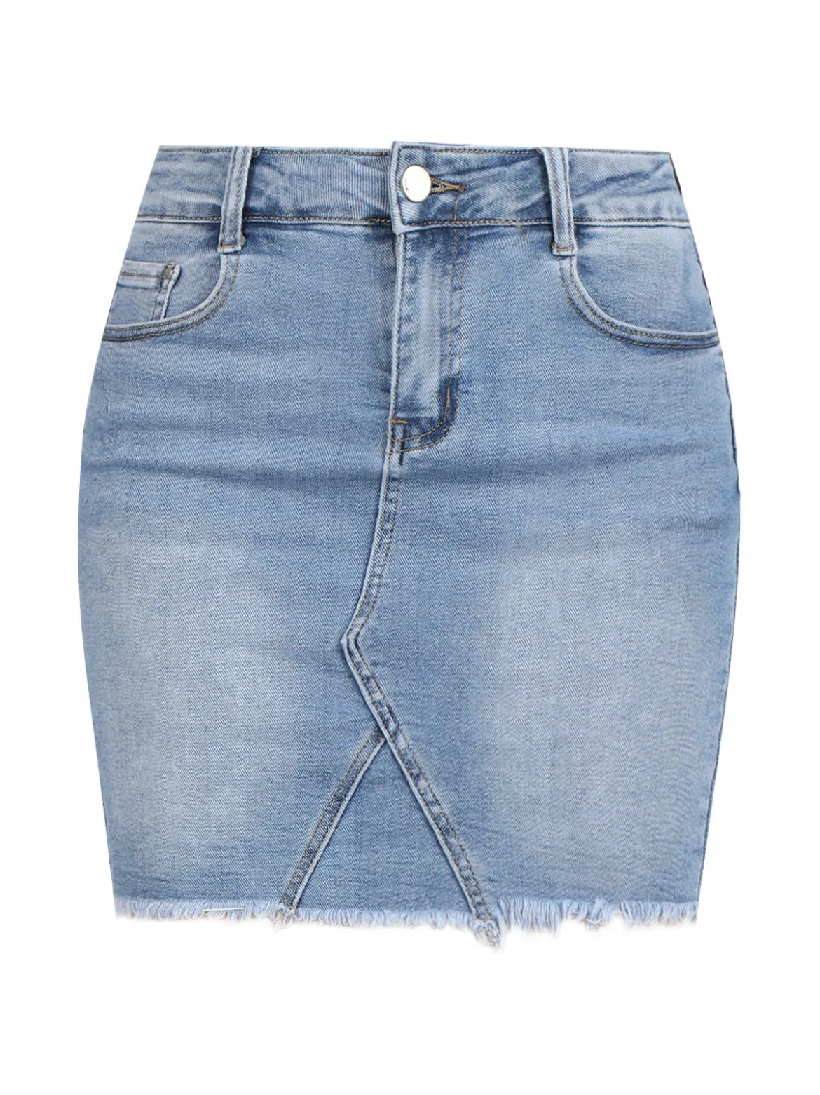 Eilous Jeans Gonna in denim con finale sfrangiato