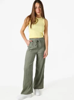 Eletta Pantaloni donna a palazzo con coulisse - verde