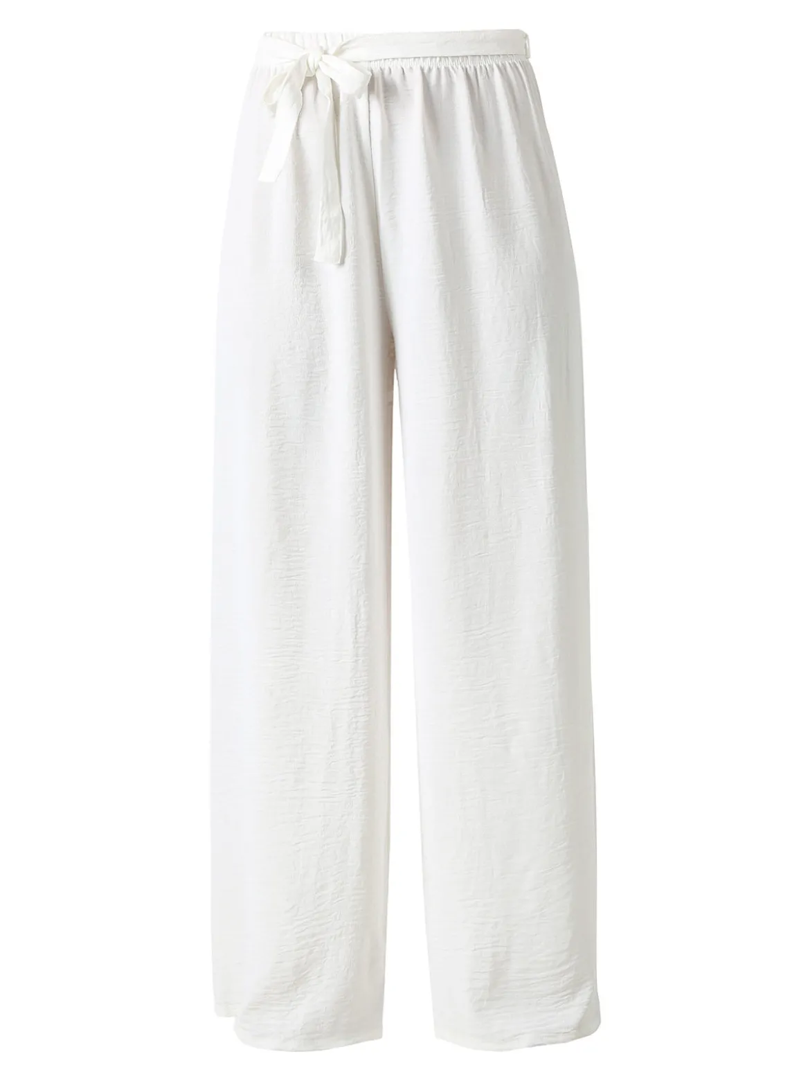 Eletta Pantaloni donna a palazzo in crèpe - bianco