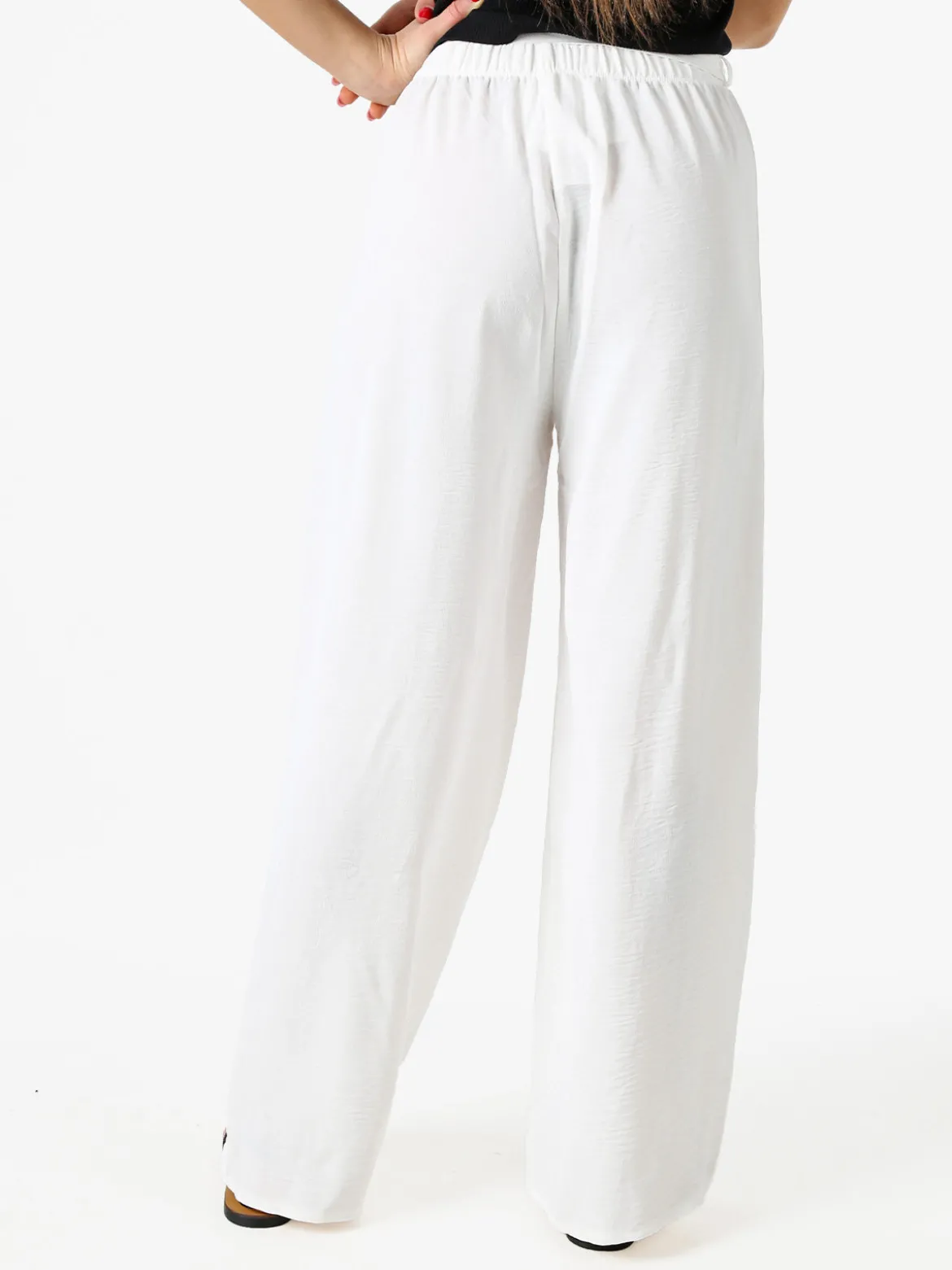 Eletta Pantaloni donna a palazzo in crèpe - bianco