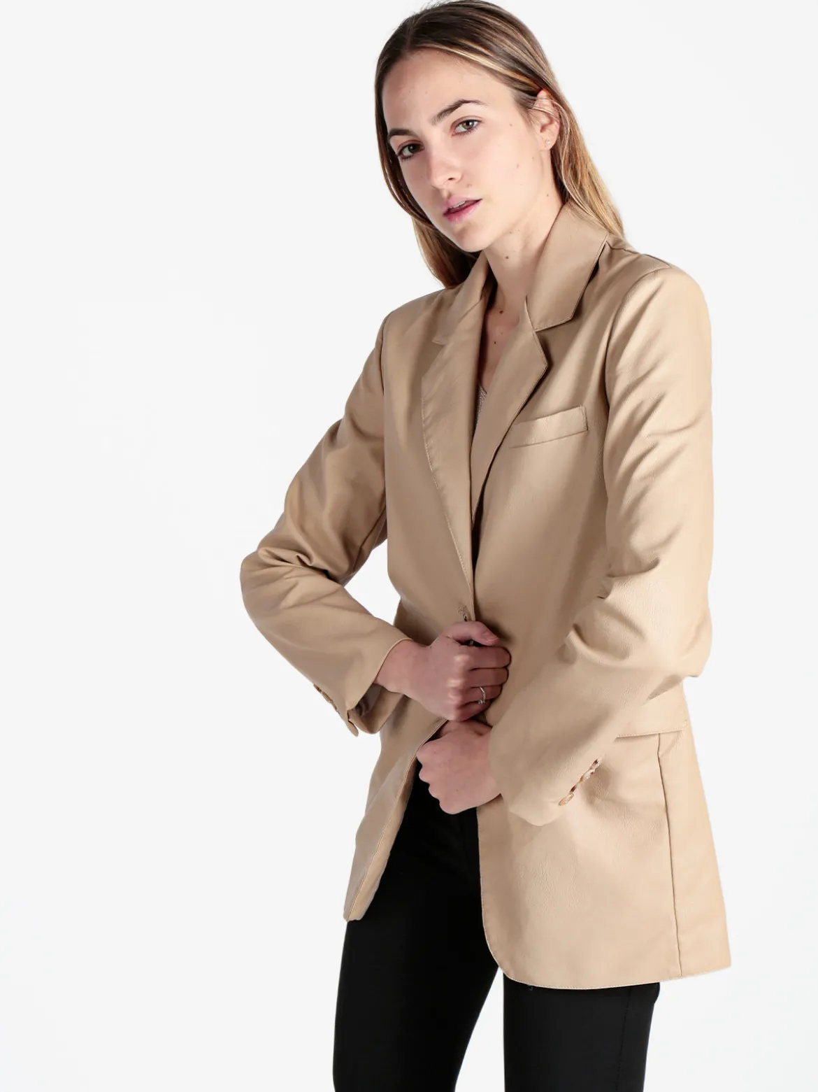 Ellen Rose Giacca donna in ecopelle con bottoni