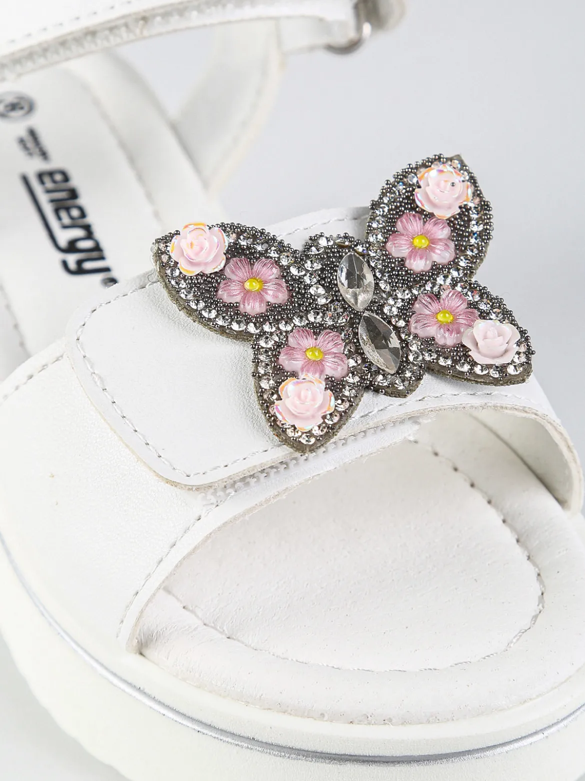 Energy Sandali da bambina gioiello con platform e cintruini a strappo - bianco