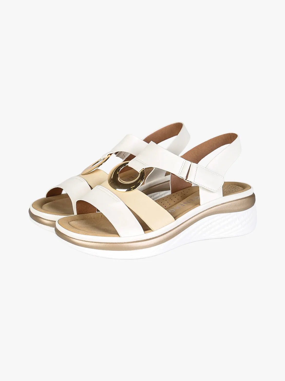Energy Sandali donna con zeppa e cinturino a strappo - bianco