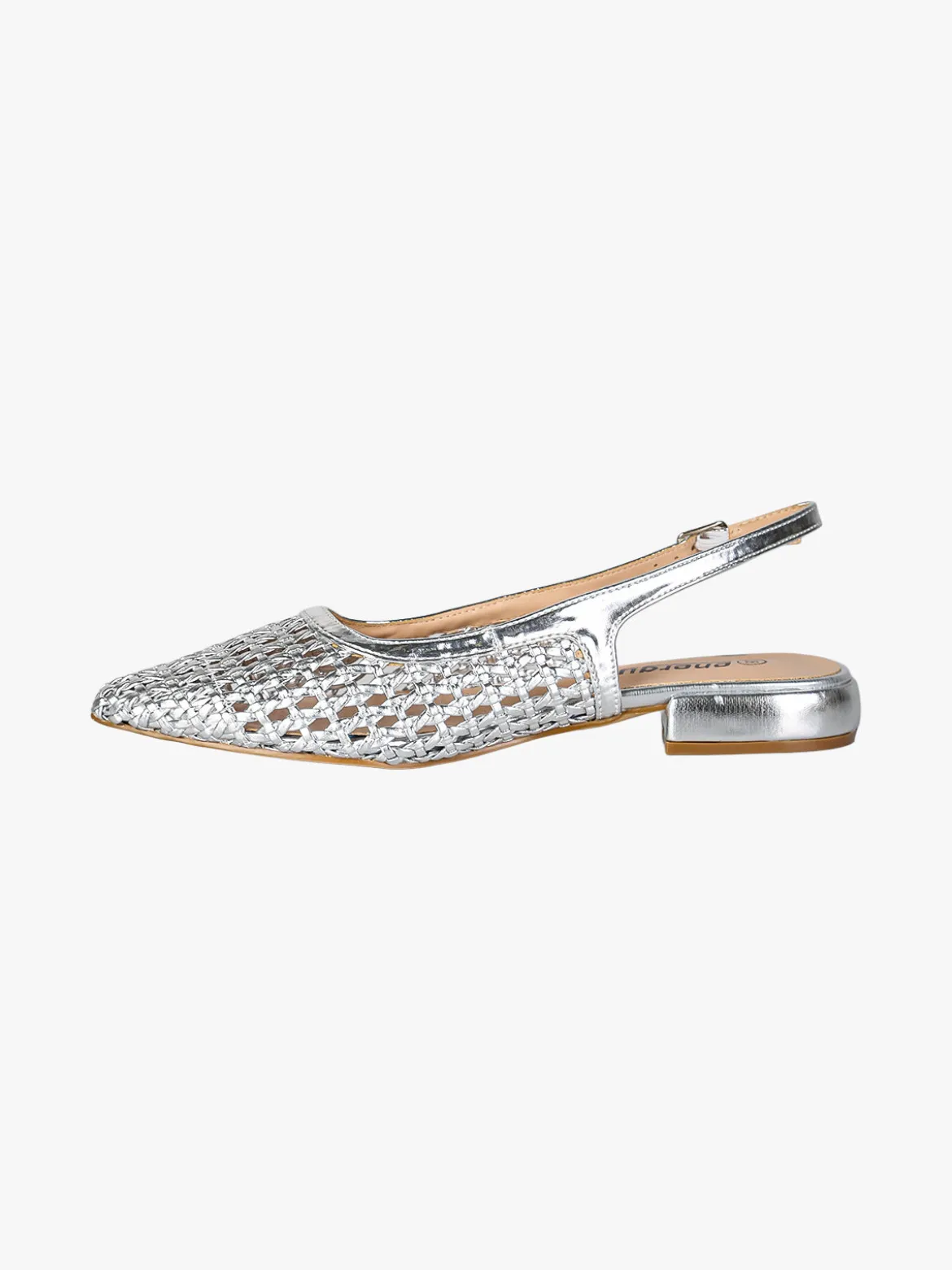 Energy Slingback basse da donna con cinturino alla caviglia - argento
