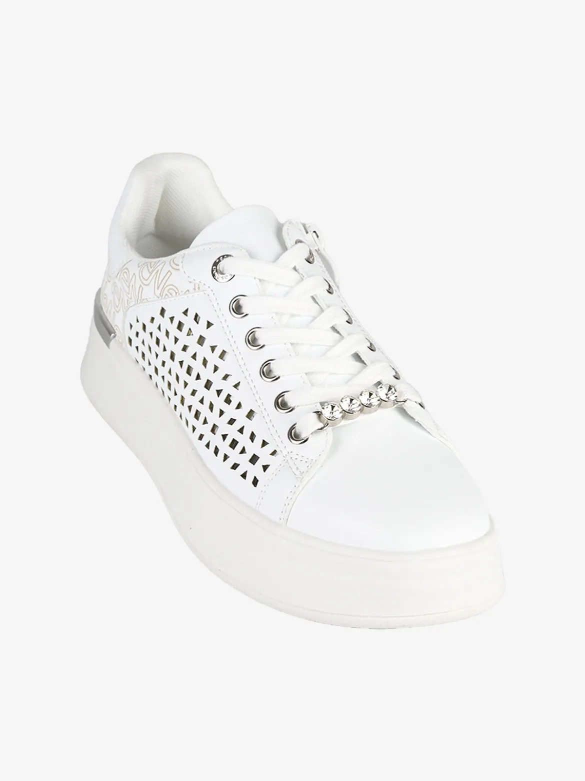 Energy Sneakers donna con lacci e zip e dettaglio strass