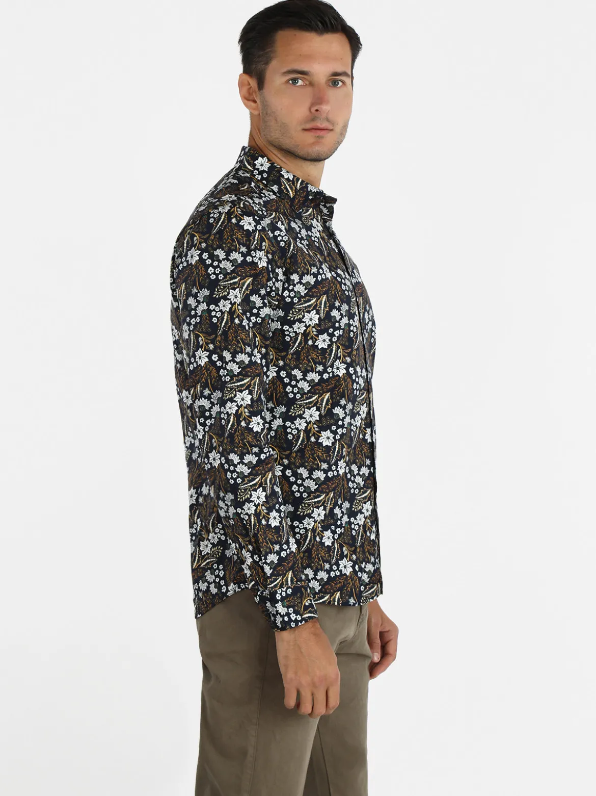 Enos Camicia uomo slim fit in cotone con stampe floreali