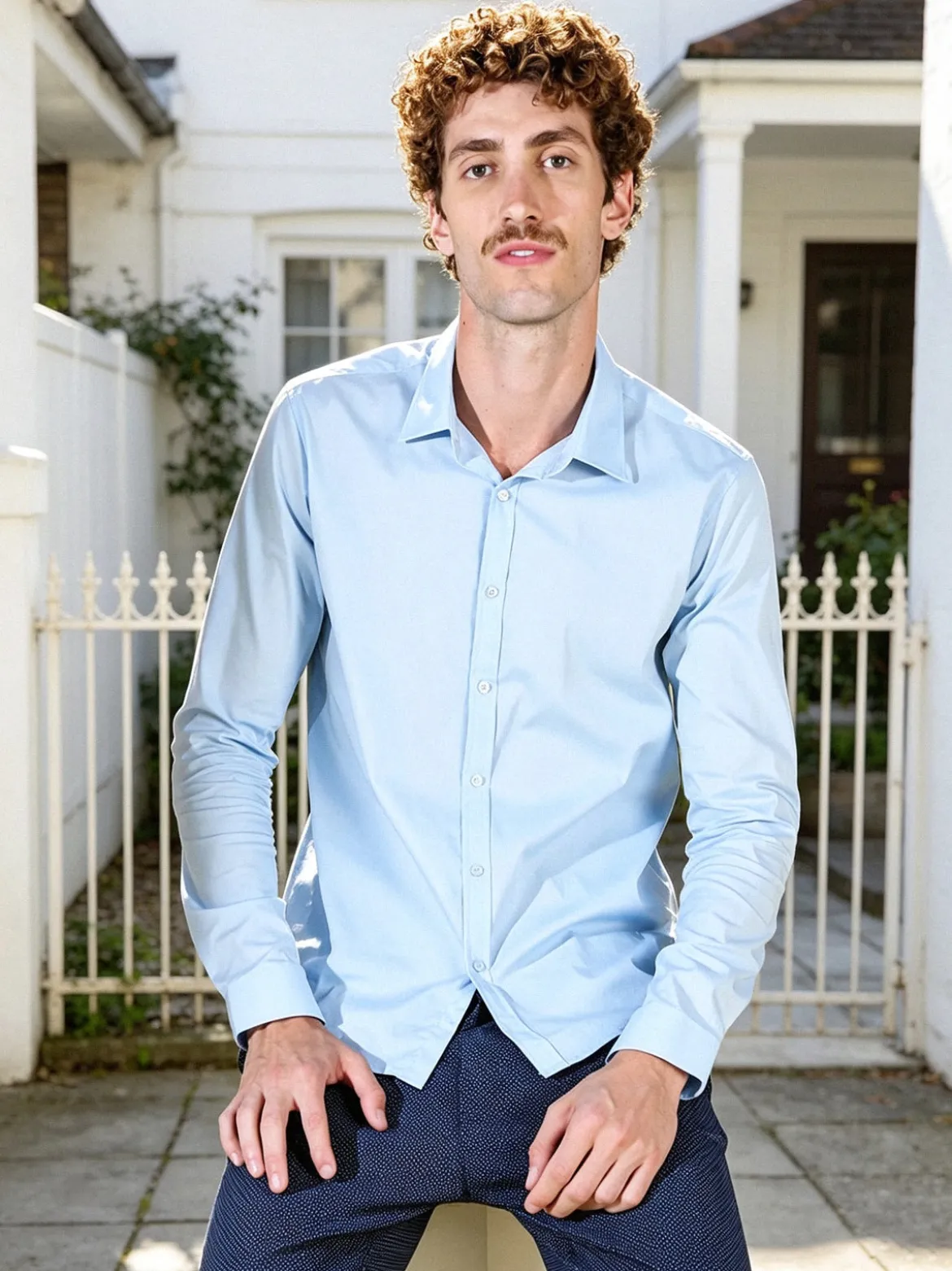 Enos Jeans Camicia da uomo slim fit a maniche lunghe