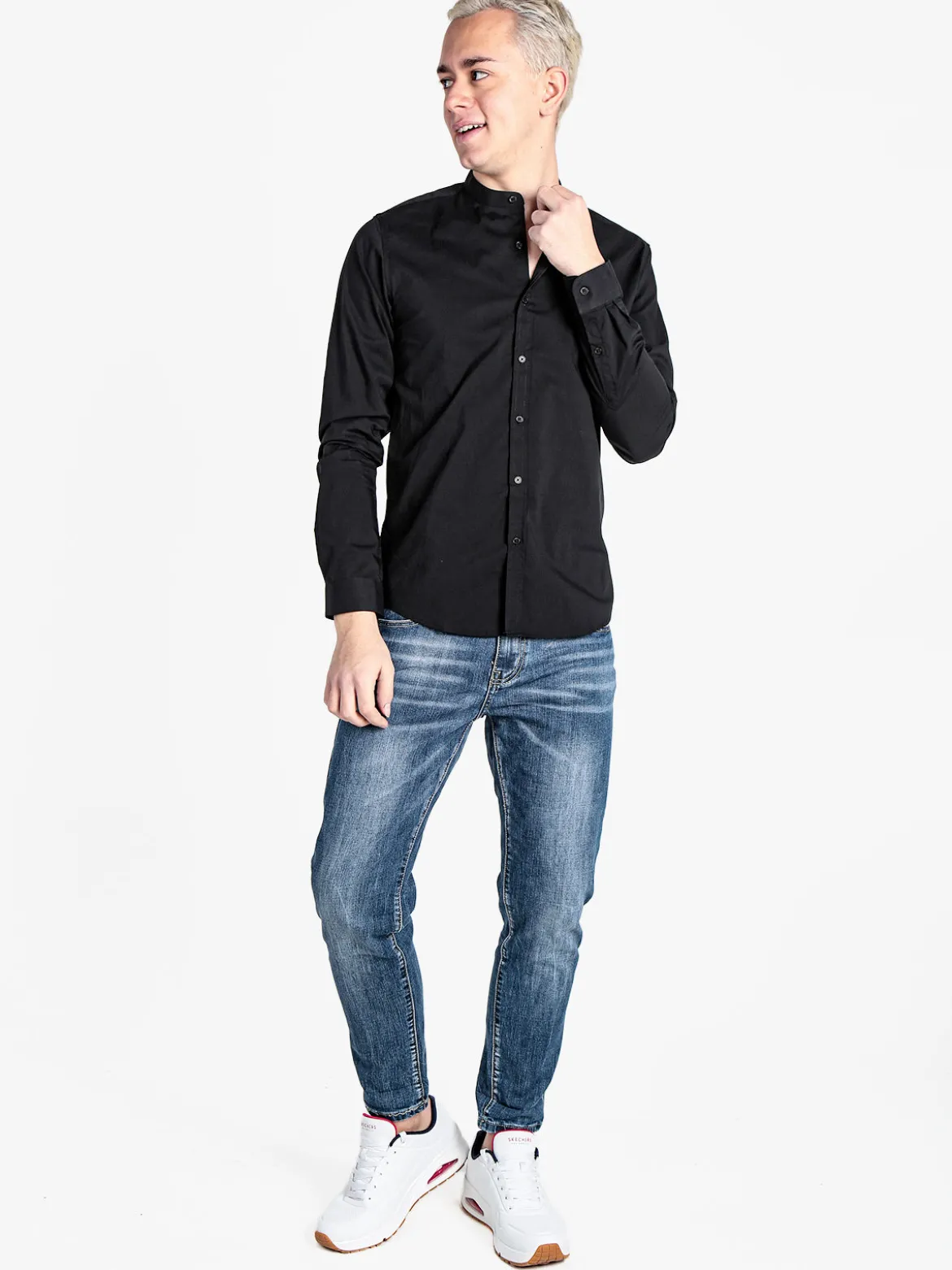 Enos Jeans Camicia uomo slim fit con colletto alla coreana