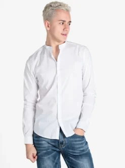 Enos Jeans Camicia uomo slim fit con colletto alla coreana