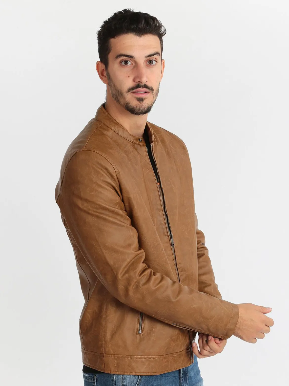 Enos Jeans Giacca ecopelle imbottita