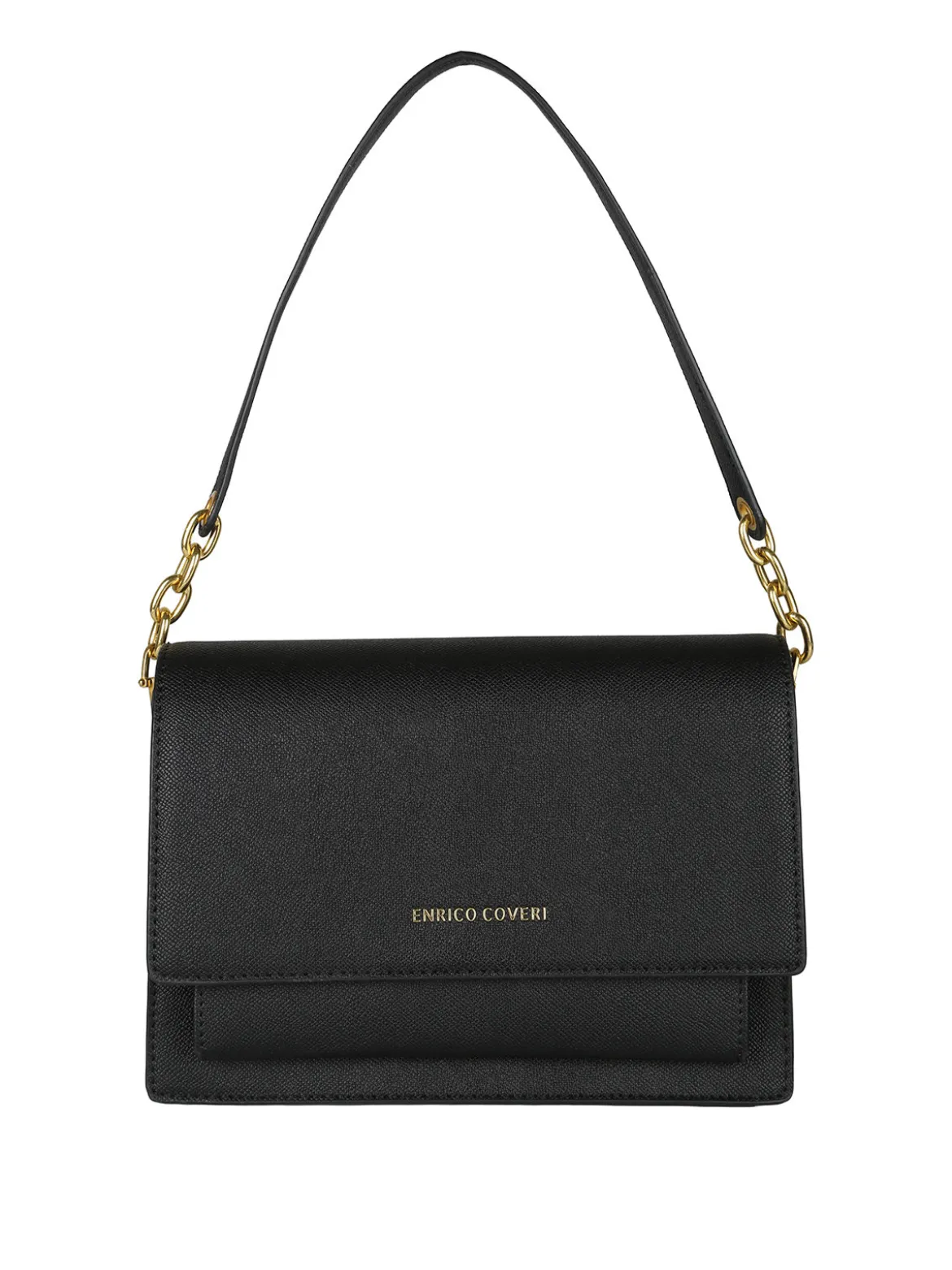 Enrico Coveri Borsa donna rigida in ecopelle con patta - nero