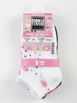 Enrico Coveri Calze corte da bambina in cotone Confezione da 3 paia