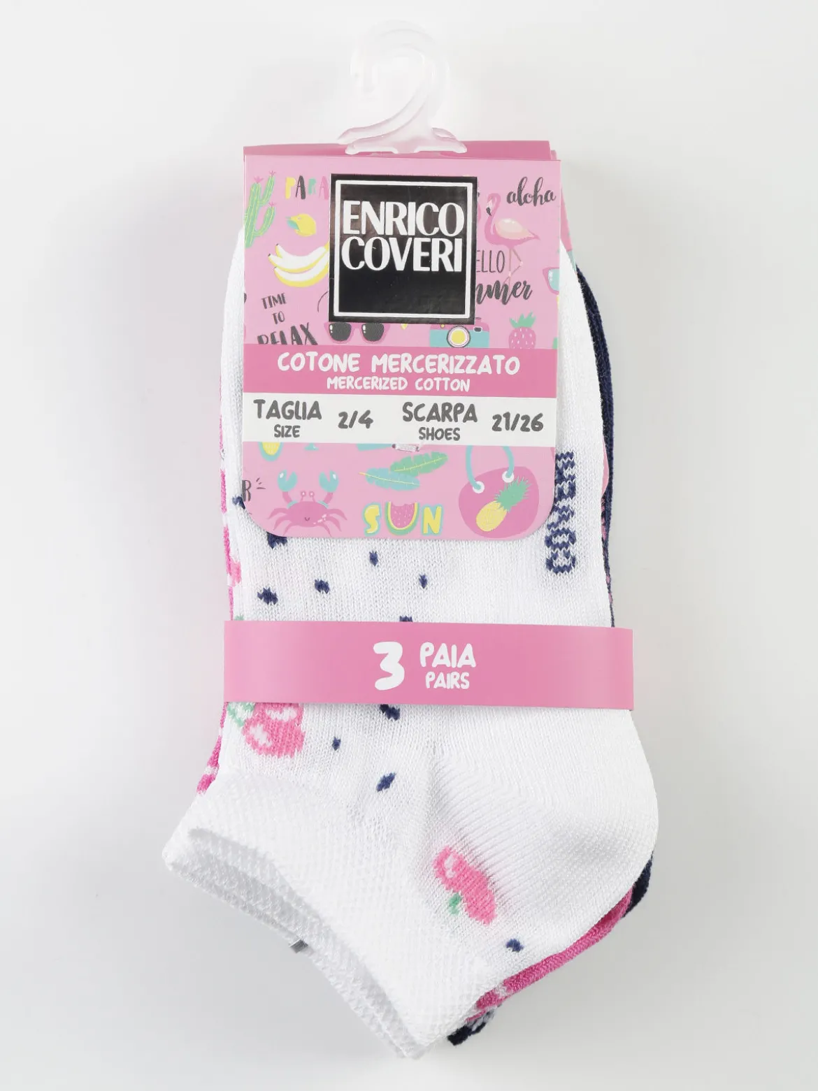 Enrico Coveri Calze corte da bambina in cotone Confezione da 3 paia