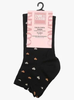 Enrico Coveri Calze corte da donna con cuori - nero
