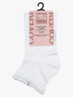 Enrico Coveri Calze corte da donna con ricami a cuori - bianco