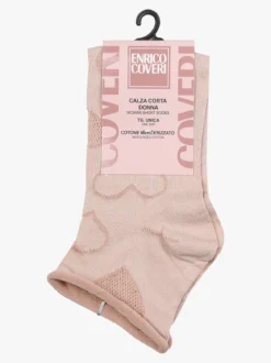 Enrico Coveri Calze corte da donna con ricami a cuori - rosa