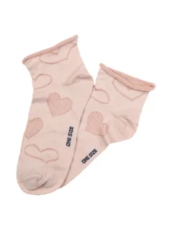 Enrico Coveri Calze corte da donna con ricami a cuori - rosa