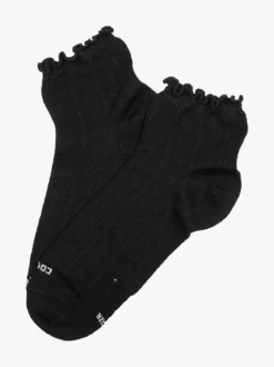 Enrico Coveri Calze corte da donna in cotone con bordo volant - nero
