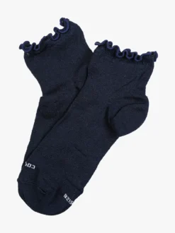 Enrico Coveri Calze corte da donna in cotone con bordo volant - blu scuro