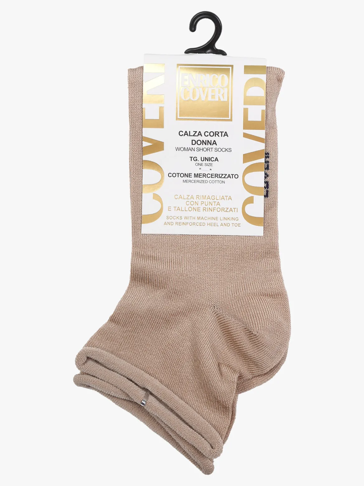 Enrico Coveri Calze corte da donna in cotone mercerizzato - khaki
