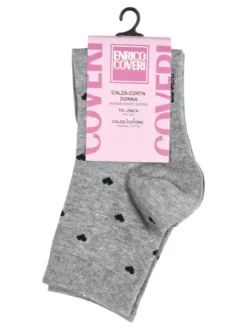 Enrico Coveri Calze corte donna cuori in caldo cotone - grigio