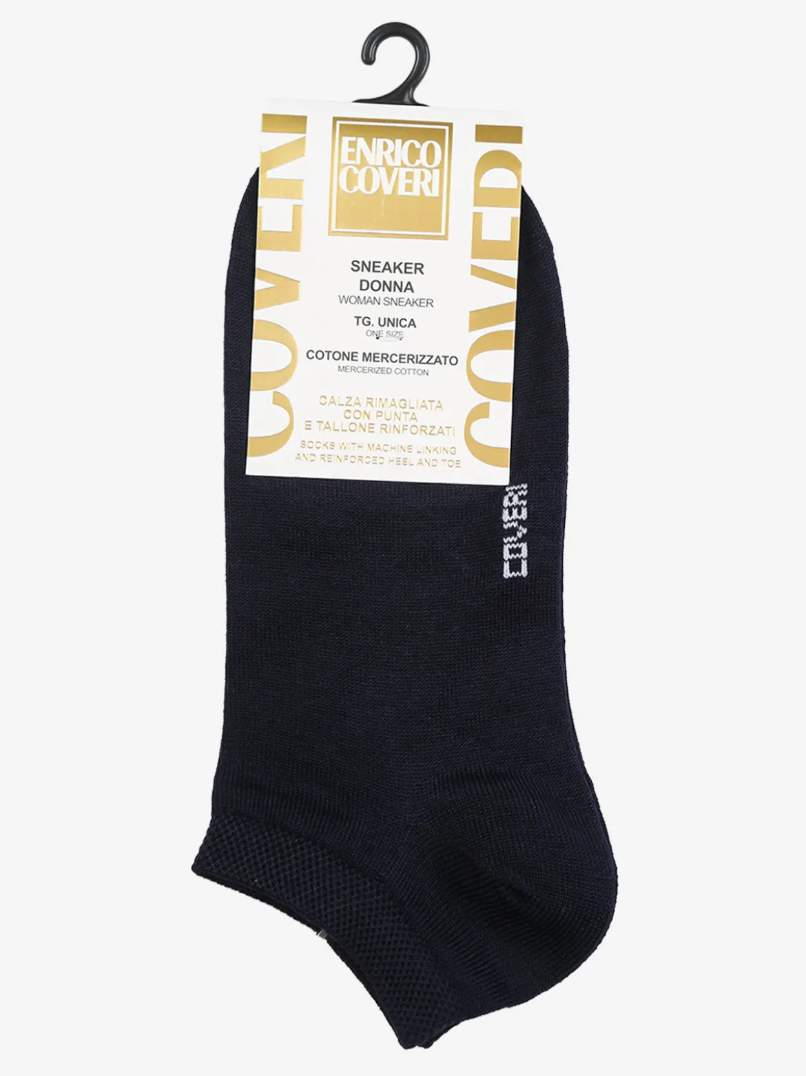 Enrico Coveri Calze corte sneaker da donna in cotone mercerizzato - blu scuro