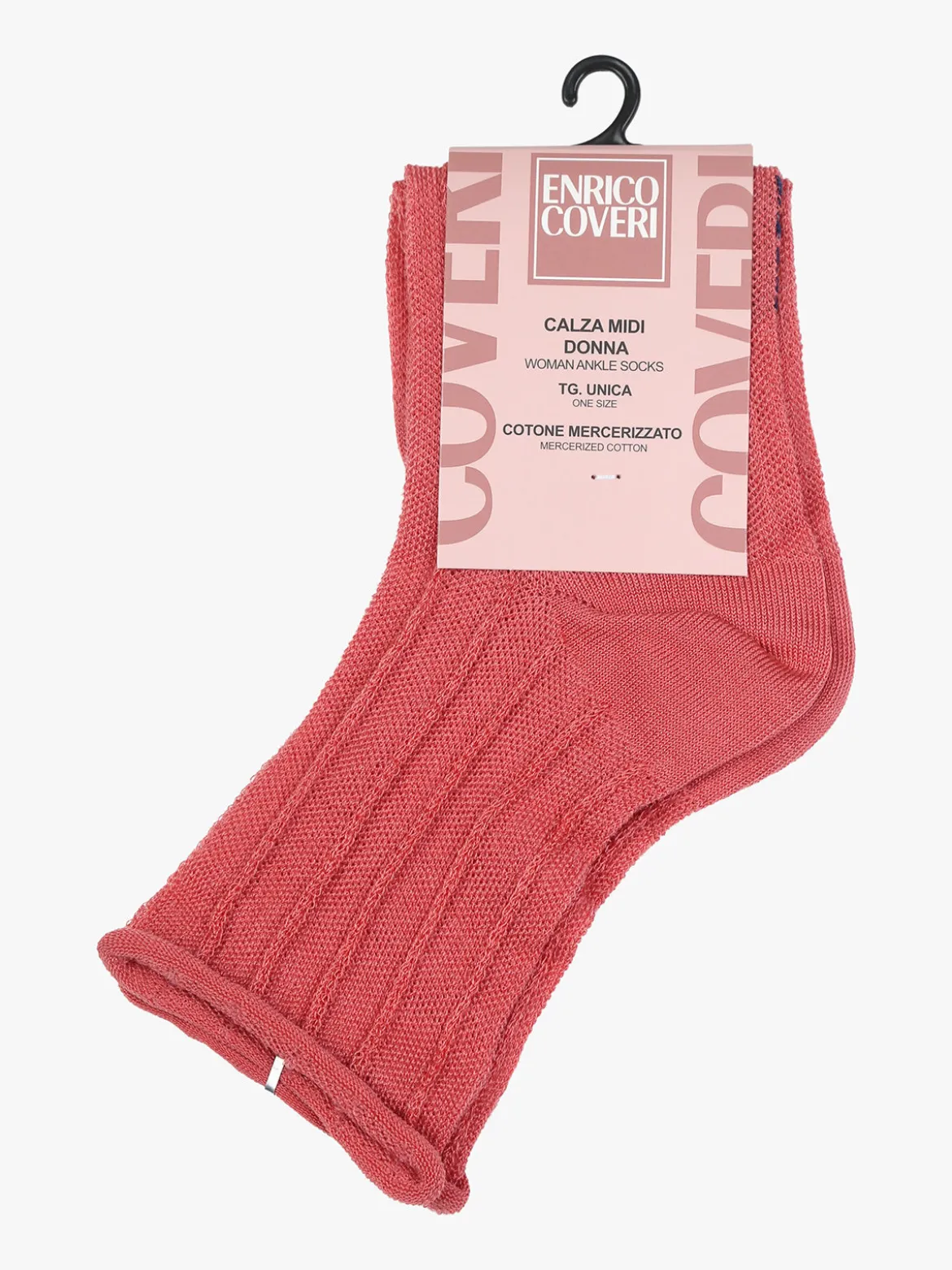 Enrico Coveri Calze donna midi in cotone mercerizzato - corallo