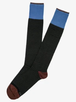 Enrico Coveri Calze lunghe da uomo a righe - militare