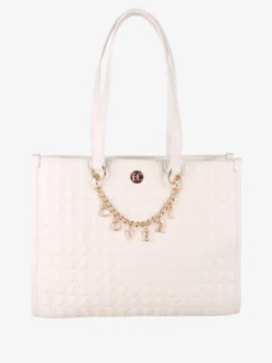 Enrico Coveri Contemporary Borsa donna trapuntata con ciondoli - panna
