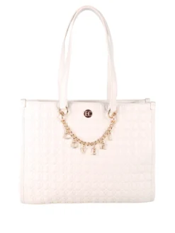 Enrico Coveri Contemporary Borsa donna trapuntata con ciondoli - panna