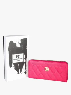 Enrico Coveri Contemporary Portafoglio trapuntato da donna con logo - fucsia