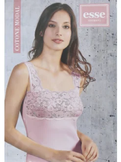Esse Speroni Canotta intima donna con pizzo - blu scuro