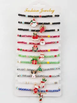 Fashion Jewrly Braccialetti con perline colorate. Confezione da 12