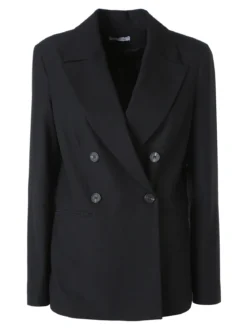 Fast Fashion Completo elegante da donna con blazer a doppiopetto e pantaloni a gamba dritta - nero