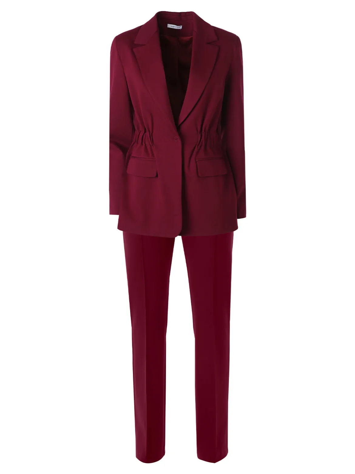 Fast Fashion Completo elegante da donna con blazer e pantaloni con finale a zampa - bordeaux