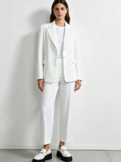 Fast Fashion Completo elegante da donna con blazer e pantaloni a gamba larga - panna