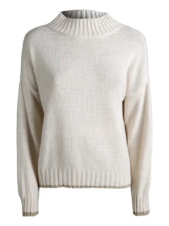 Fh Maglione donna in misto lana con dettaglio lurex - panna