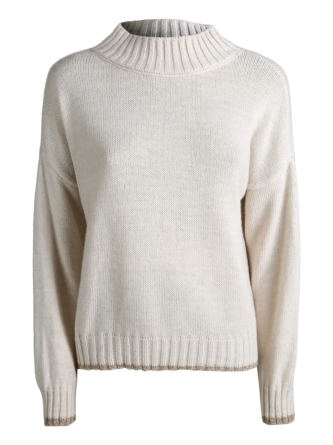 Fh Maglione donna in misto lana con dettaglio lurex - panna