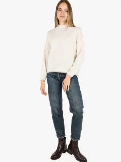 Fh Maglione donna in misto lana con dettaglio lurex - panna