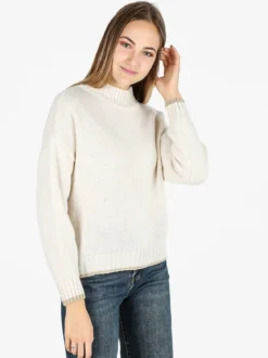 Fh Maglione donna in misto lana con dettaglio lurex - panna