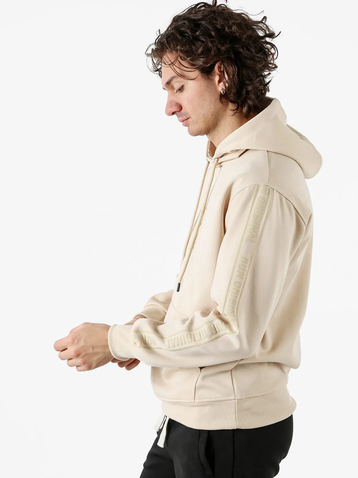 Flex Style Felpa da uomo con cappuccio - beige