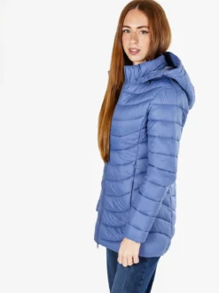 Flight Finery Giubbotto lungo da donna con cappuccio e zip - jeans