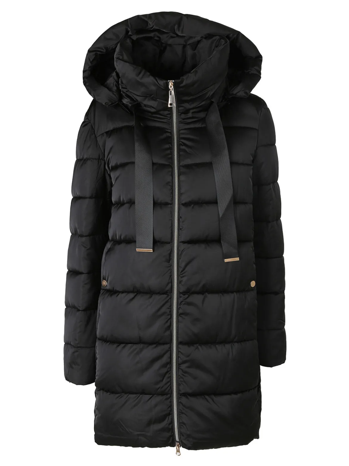 Flight Finery Giubbotto lungo da donna imbottito con cappuccio e zip - nero