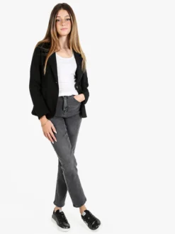 Floria Blazer donna a costine monobottone - nero