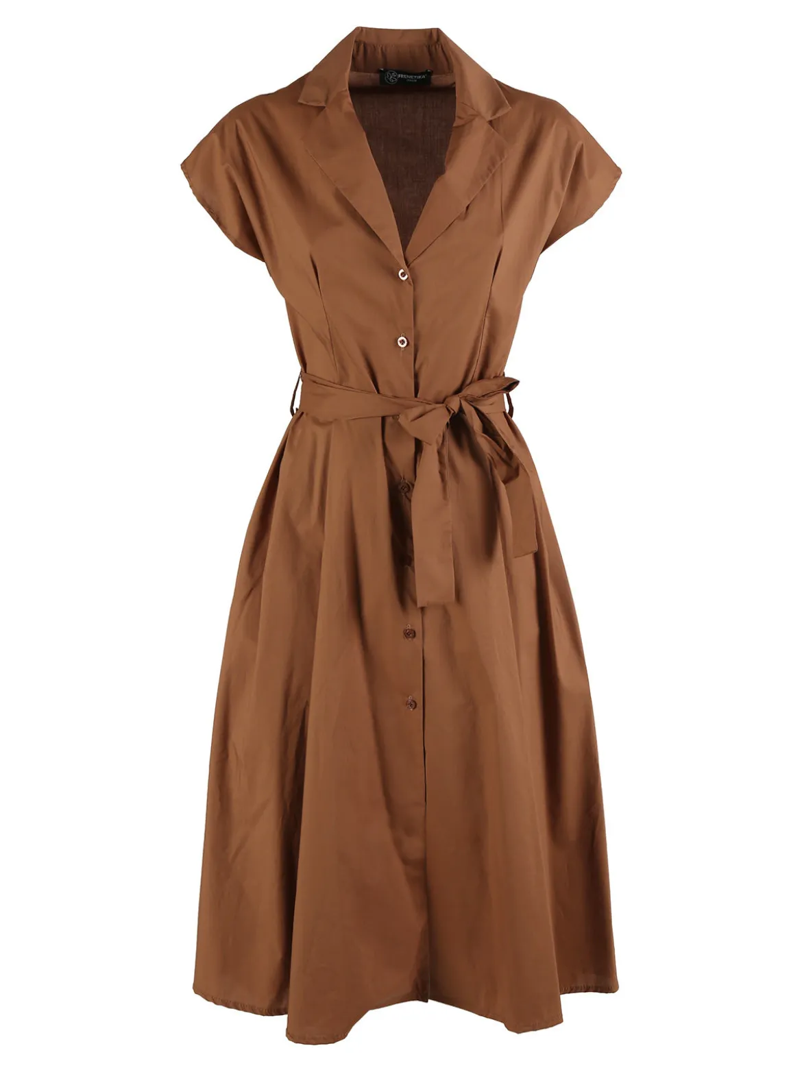 Frenetika Abito a camicia da donna in cotone con maniche corte