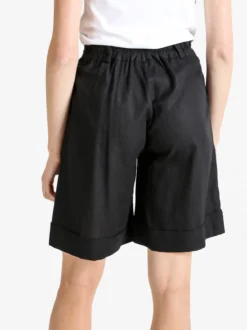 Frenetika Bermuda donna in misto lino con risvolto